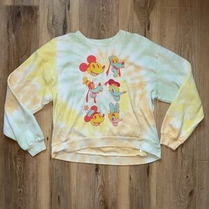 Disney Tie-Dye Mickey Mouse Sweatshirt - Yellow and Green